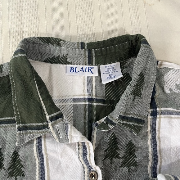Vintage Blair Green Flannel Plaid 2XL  Woodland Grunge Outdoor Cozy Cabincore - Picture 2 of 11